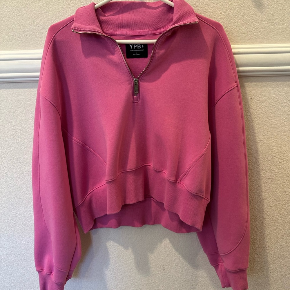 Abercrombie & Fitch Pink Quarter-Zip Sweatshirt